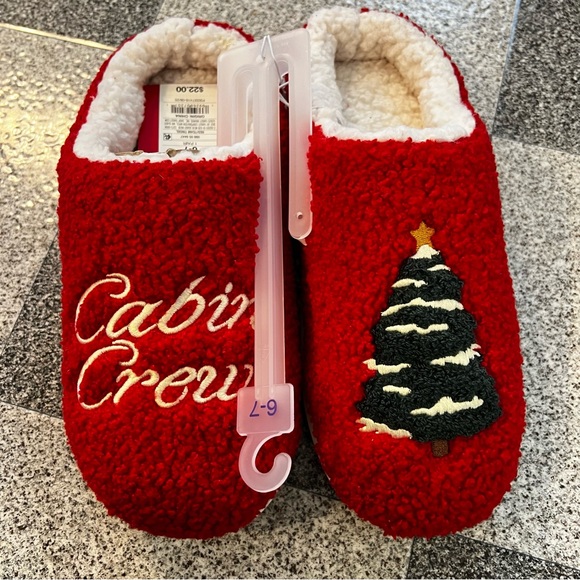 New Wondershop Kids Cabin Crew Scuff Slippers- Red 6-7 - Picture 2 of 6